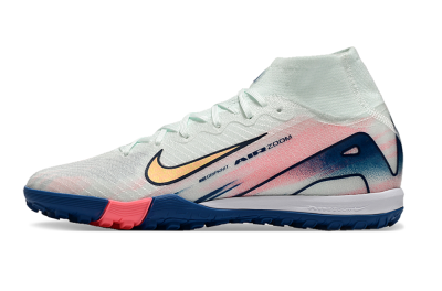Nike Air Zoom Mercurial Superfly 10 Elite TF High-Tops Football Shoes - White/Pink/Blue