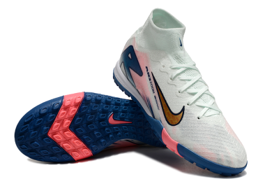 Nike Air Zoom Mercurial Superfly 10 Elite TF High-Tops Football Shoes - White/Pink/Blue