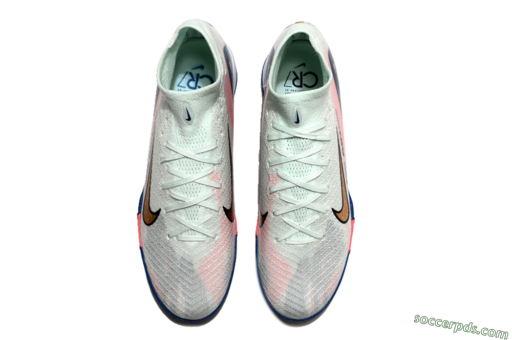 Nike Air Zoom Mercurial Superfly 10 Elite TF High-Tops Football Shoes - White/Pink/Blue 3