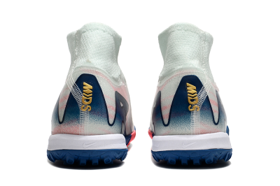Nike Air Zoom Mercurial Superfly 10 Elite TF High-Tops Football Shoes - White/Pink/Blue