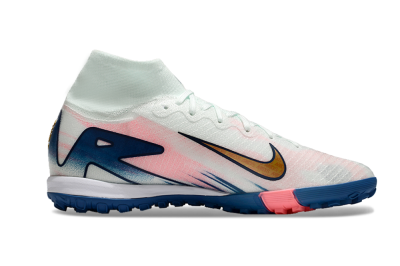Nike Air Zoom Mercurial Superfly 10 Elite TF High-Tops Football Shoes - White/Pink/Blue