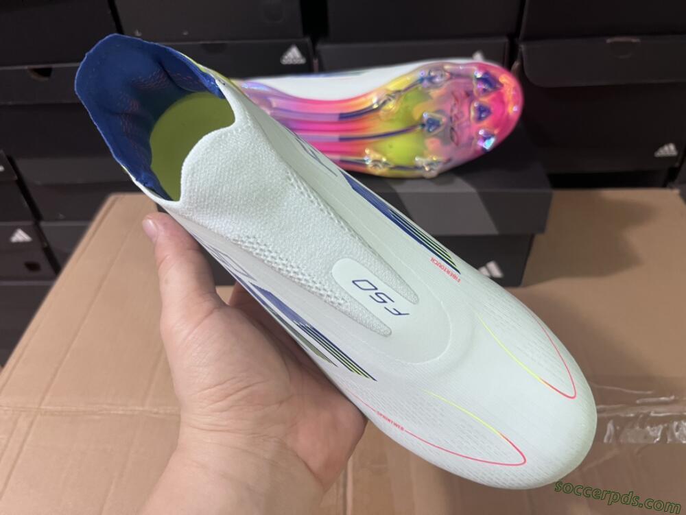 Adidas F50 Elite Laceless FG Low-Tops Football Boots - White/Blue/Pink/Yellow