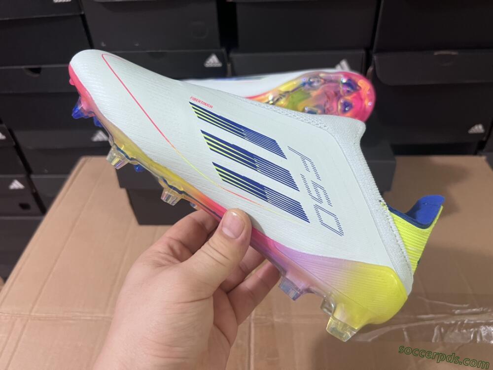Adidas F50 Elite Laceless FG Low-Tops Football Boots - White/Blue/Pink/Yellow