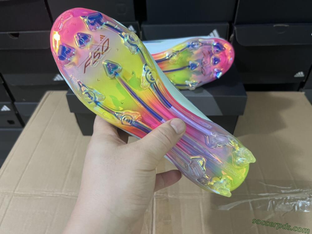 Adidas F50 Elite Laceless FG Low-Tops Football Boots - White/Blue/Pink/Yellow