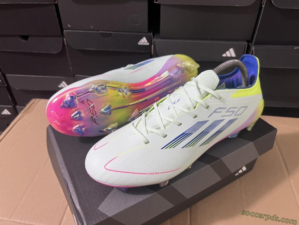 Adidas F50 Elite FG Low-Tops Football Boots - Blue/Pink/Yellow