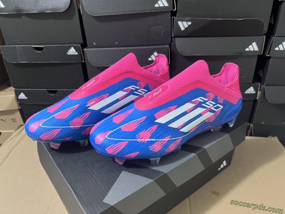 Adidas F50 Elite Laceless FG Low-Tops Football Boots - Blue/Pink/White