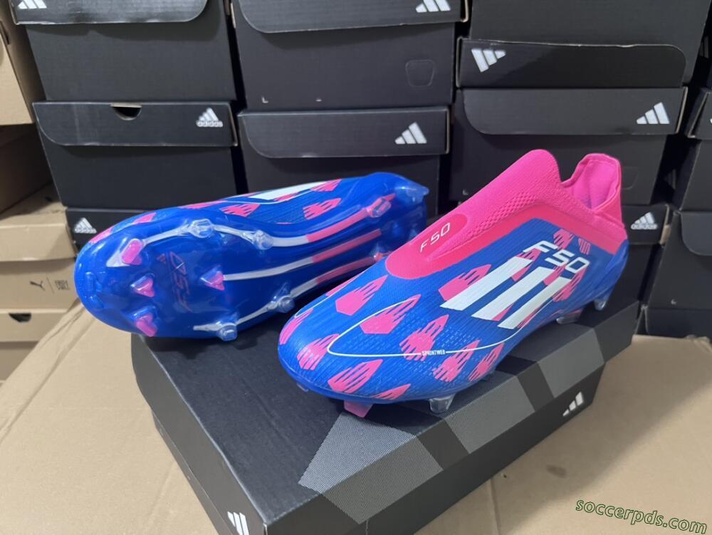 Adidas F50 Elite Laceless FG Low-Tops Football Boots - Blue/Pink/White