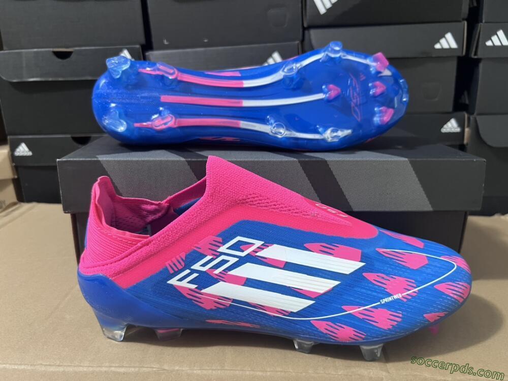 Adidas F50 Elite Laceless FG Low-Tops Football Boots - Blue/Pink/White