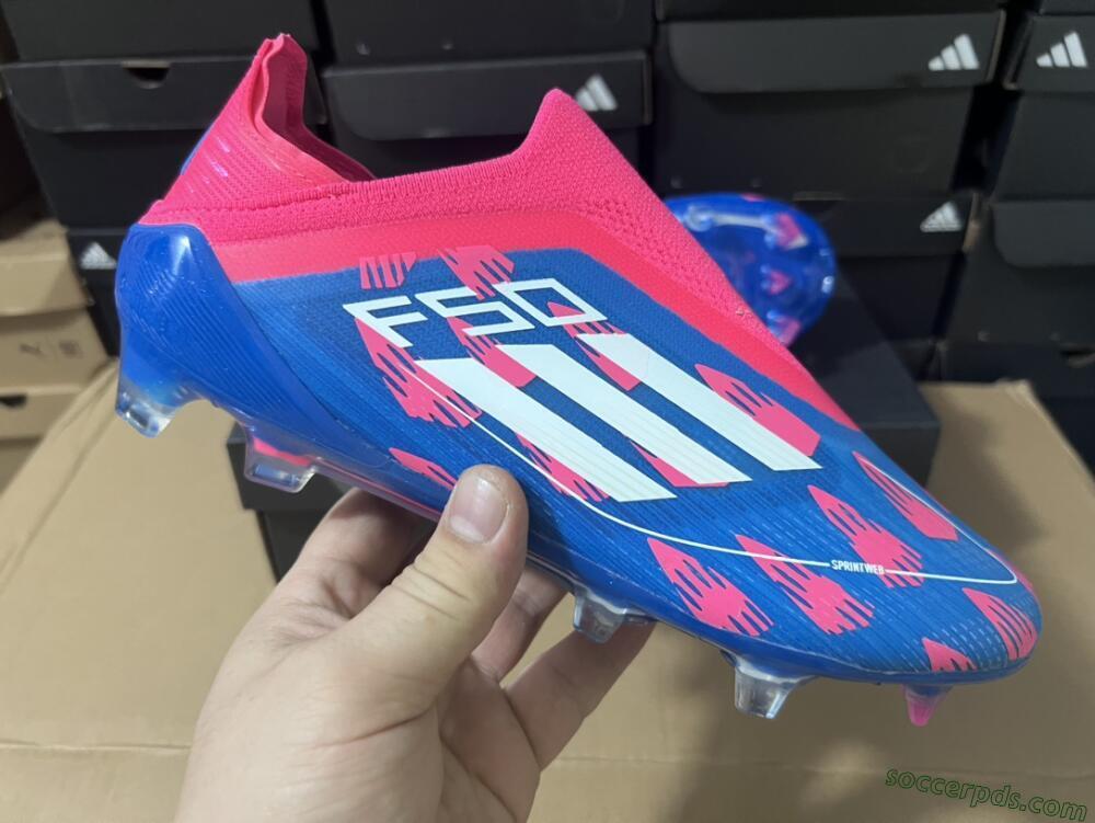 Adidas F50 Elite Laceless FG Low-Tops Football Boots - Blue/Pink/White