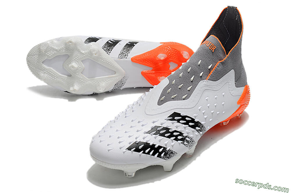 Adidas Predator Freak+ Laceless FG High-Tops Football Boots - White/Grey/Orange 3
