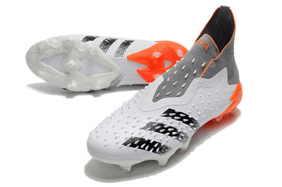 Adidas Predator Freak+ Laceless FG High-Tops Football Boots - White/Grey/Orange