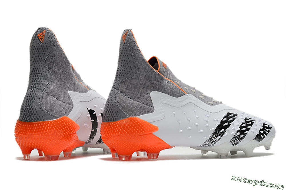Adidas Predator Freak+ Laceless FG High-Tops Football Boots - White/Grey/Orange 6