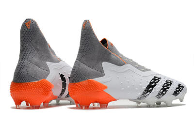 Adidas Predator Freak+ Laceless FG High-Tops Football Boots - White/Grey/Orange