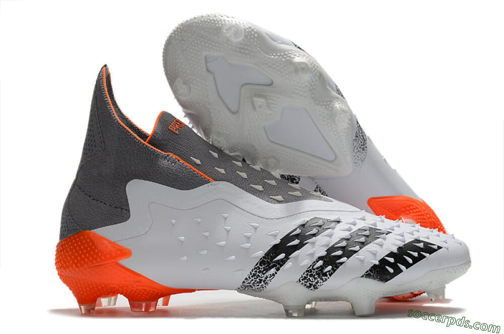 Adidas Predator Freak+ Laceless FG High-Tops Football Boots - White/Grey/Orange 1