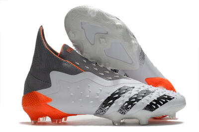Adidas Predator Freak+ Laceless FG High-Tops Football Boots - White/Grey/Orange