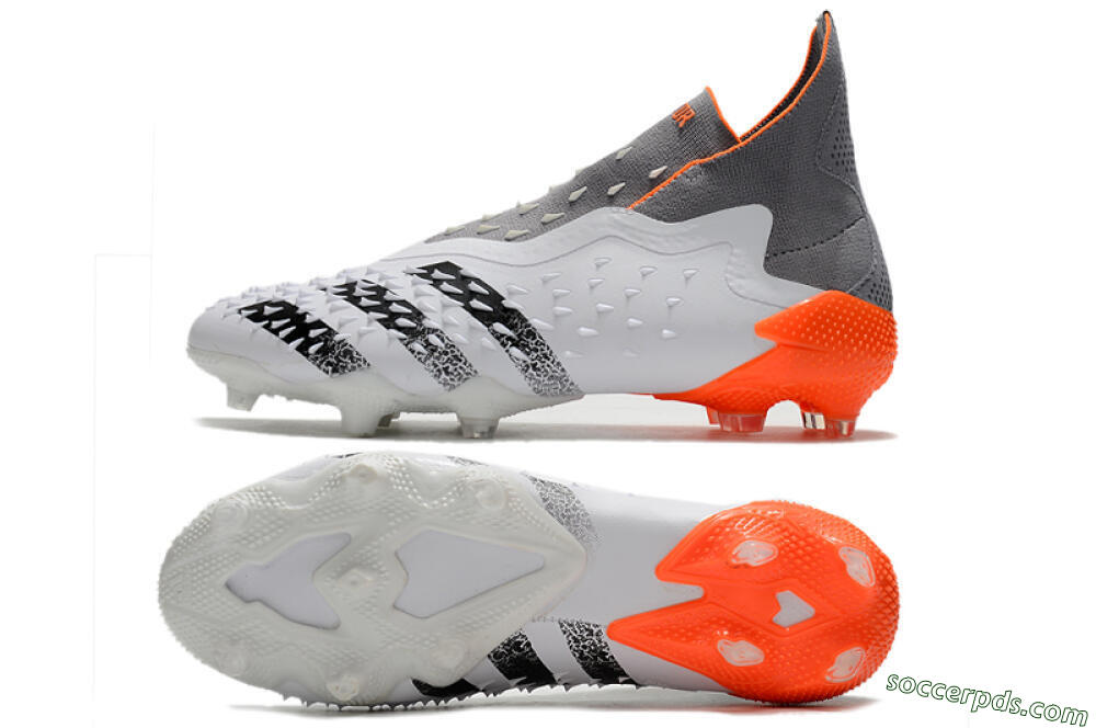 Adidas Predator Freak+ Laceless FG High-Tops Football Boots - White/Grey/Orange 0