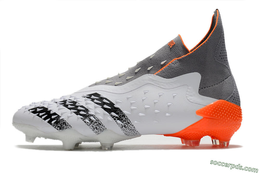 Adidas Predator Freak+ Laceless FG High-Tops Football Boots - White/Grey/Orange 2