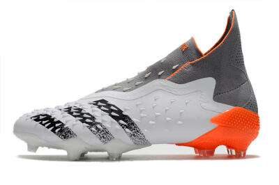 Adidas Predator Freak+ Laceless FG High-Tops Football Boots - White/Grey/Orange