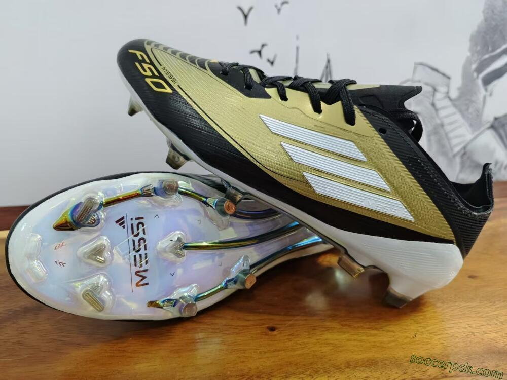 Adidas F50 Adizero Messi FG Low-Tops Football Boots - Gold/White/Black