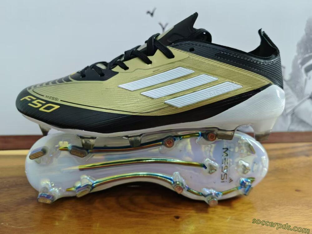 Adidas F50 Adizero Messi FG Low-Tops Football Boots - Gold/White/Black