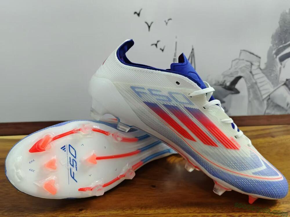 Adidas F50 Adizero FG Low-Tops Football Boots - White/Blue/Pink