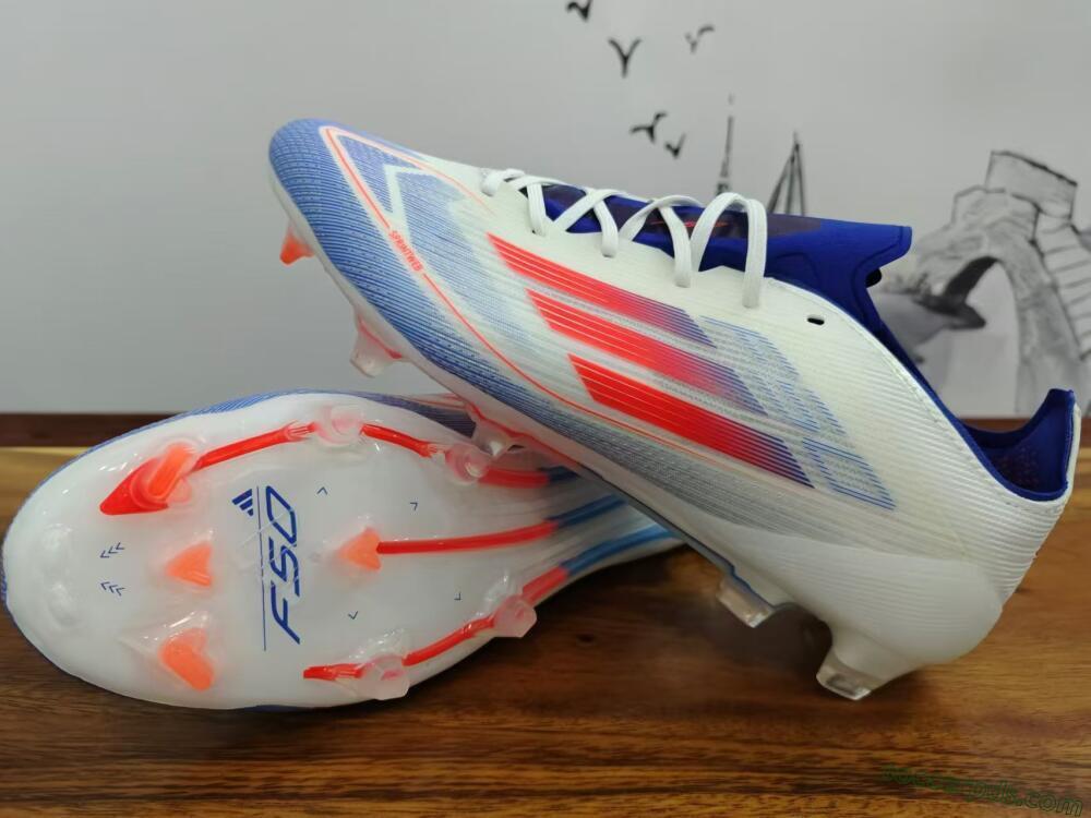 Adidas F50 Adizero FG Low-Tops Football Boots - White/Blue/Pink
