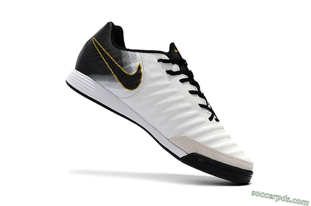 Nike Tiempo Ligera 4 IC Low-Tops Football Shoes - White/Black/Gold 7