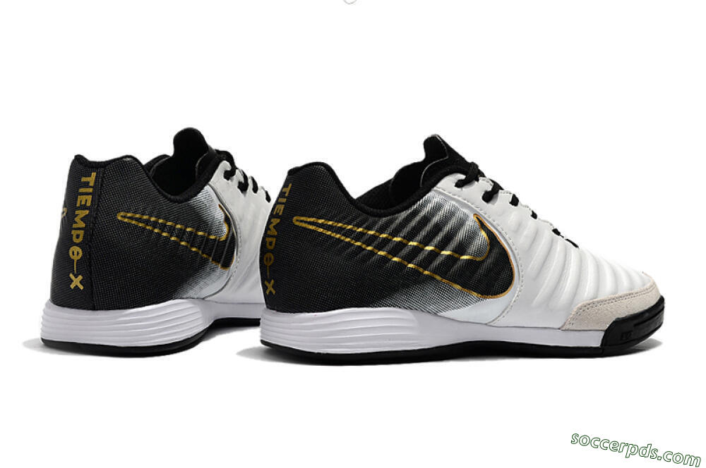 Nike Tiempo Ligera 4 IC Low-Tops Football Shoes - White/Black/Gold 9