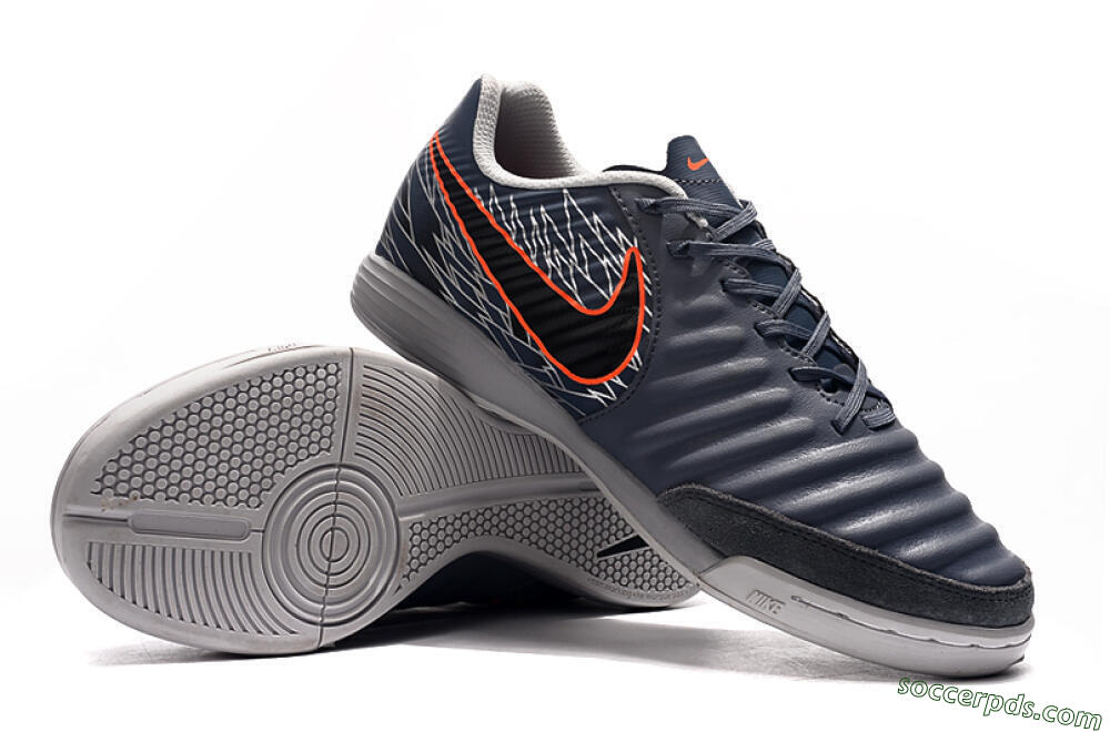 Nike Tiempo Ligera 4 IC Low-Tops Football Shoes - Grey/Red/Black 4