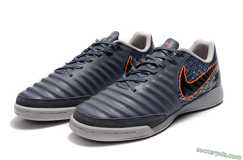 Nike Tiempo Ligera 4 IC Low-Tops Football Shoes - Grey/Red/Black 5