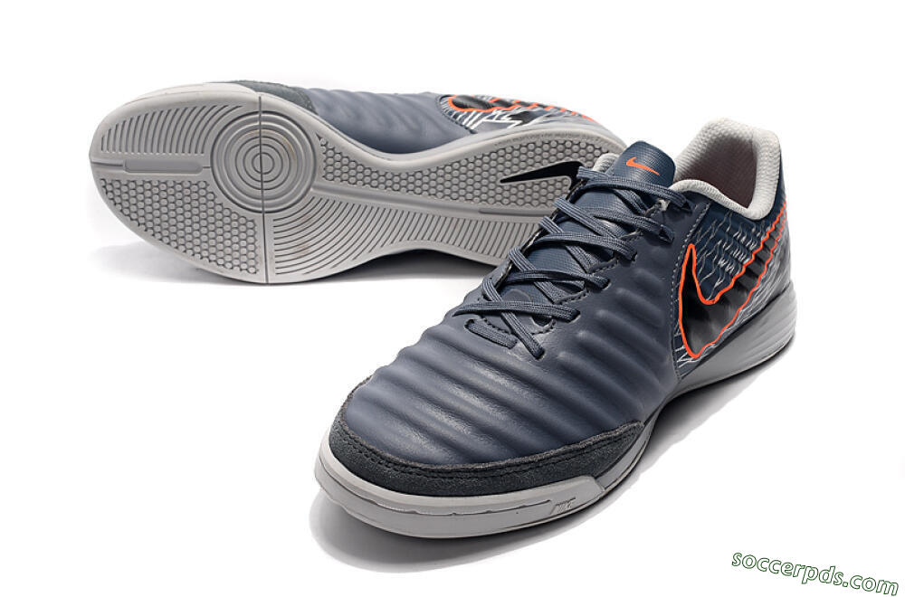 Nike Tiempo Ligera 4 IC Low-Tops Football Shoes - Grey/Red/Black 3