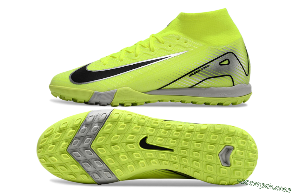 Nike Air Zoom Mercurial Superfly 10 Elite TF High-Tops Football Shoes - Yellow/Silver/Black 0