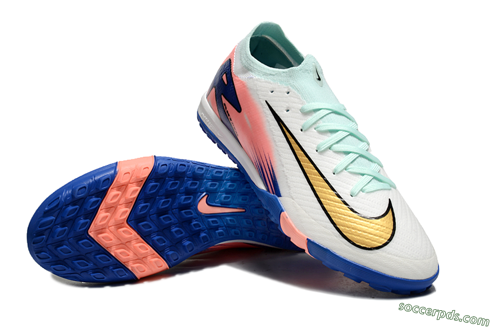 Nike Air Zoom Mercurial Vapor 16 Elite TF Low-Tops Football Shoes - Jade/Pink/Blue 3