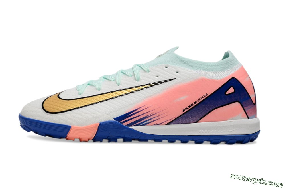 Nike Air Zoom Mercurial Vapor 16 Elite TF Low-Tops Football Shoes - Jade/Pink/Blue 2