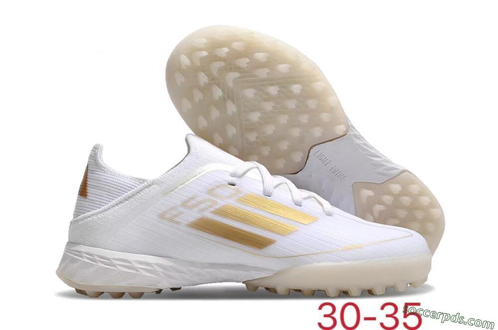 Kids Adidas F50 Elite TF Low-Tops Football Shoes - White/Gold 1