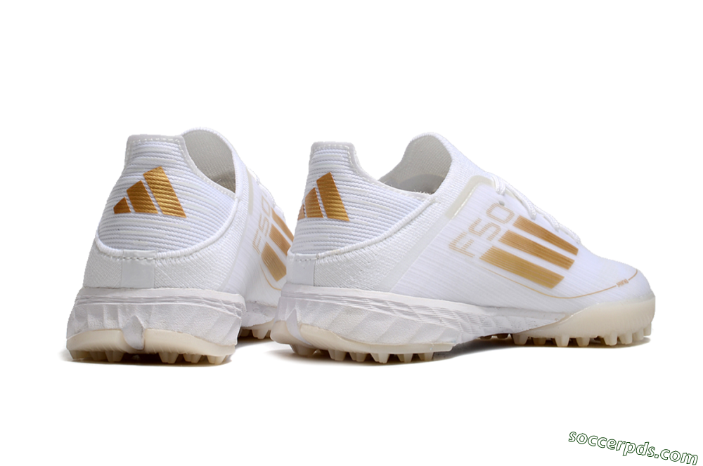 Kids Adidas F50 Elite TF Low-Tops Football Shoes - White/Gold 7