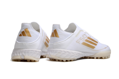 Kids Adidas F50 Elite TF Low-Tops Football Shoes - White/Gold