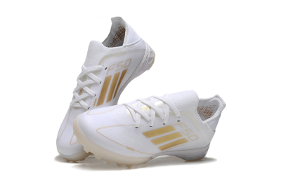 Kids Adidas F50 Elite TF Low-Tops Football Shoes - White/Gold