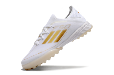 Kids Adidas F50 Elite TF Low-Tops Football Shoes - White/Gold