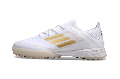 Kids Adidas F50 Elite TF Low-Tops Football Shoes - White/Gold