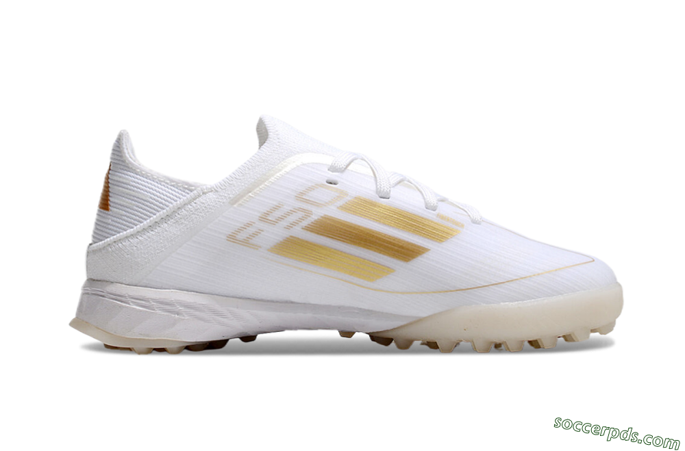 Kids Adidas F50 Elite TF Low-Tops Football Shoes - White/Gold 4