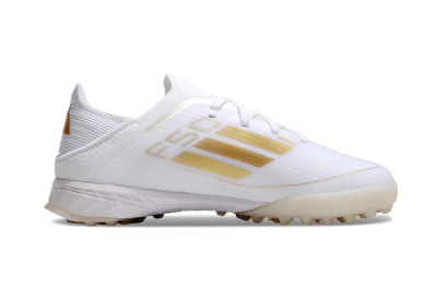 Kids Adidas F50 Elite TF Low-Tops Football Shoes - White/Gold