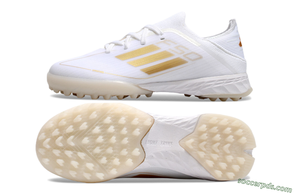 Kids Adidas F50 Elite TF Low-Tops Football Shoes - White/Gold 0