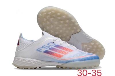 Kids Adidas F50 Elite TF Low-Tops Football Shoes - White/Blue/Orange