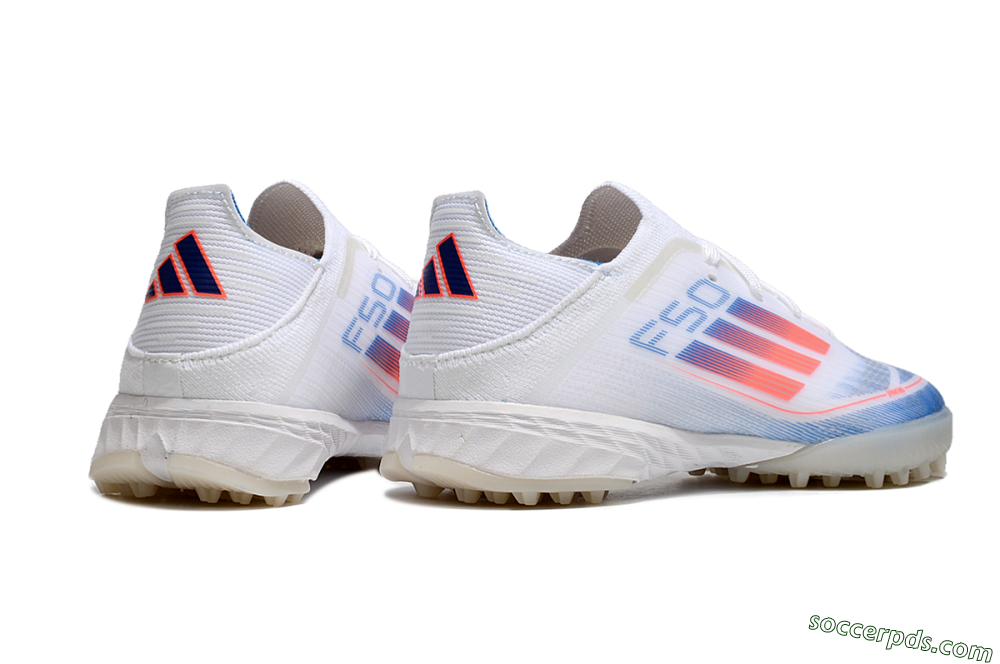 Kids Adidas F50 Elite TF Low-Tops Football Shoes - White/Blue/Orange 7