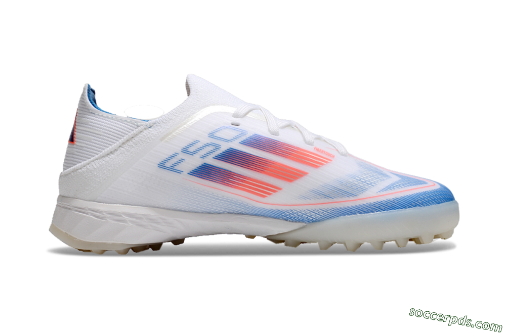 Kids Adidas F50 Elite TF Low-Tops Football Shoes - White/Blue/Orange 6