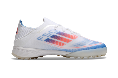 Kids Adidas F50 Elite TF Low-Tops Football Shoes - White/Blue/Orange