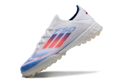 Kids Adidas F50 Elite TF Low-Tops Football Shoes - White/Blue/Orange