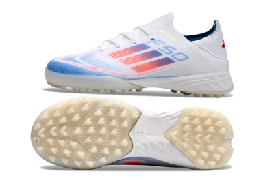 Kids Adidas F50 Elite TF Low-Tops Football Shoes - White/Blue/Orange