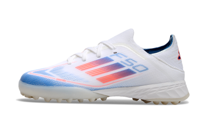 Kids Adidas F50 Elite TF Low-Tops Football Shoes - White/Blue/Orange